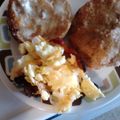 momma3jjj's cooksnap of when they made scrambled eggs in Bacon basket.