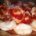 El cooksnap de Norali cuando hizo Agnolottis de muzzarella y jamón crudo con fideos de yapa.