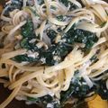 El cooksnap de Lisi Roca Nicolás cuando hizo Pasta sabrosa con revuelto de espinacas.