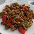 El cooksnap de Agustin Pujades Saez cuando hizo Noodles con verduras, cherrys y cerdo con piñones al Wok.
