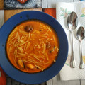 El cooksnap de Encarna García cuando hizo Sopa de fideos con mejillones.