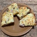El cooksnap de Graciela Koczwar cuando hizo Fainá de queso con morrón y cebollita de verdeo y fiambre.