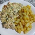 El cooksnap de Danu Gómez cuando hizo Pollo al verdeo con champignon a la crema con papas rústica.