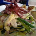 El cooksnap de Natalie camargo cuando hizo Espaguetis de calabacin con bacon y langostinos.