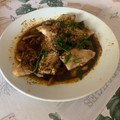 El cooksnap de Eduardo Agudo Alba cuando hizo Lubina asada sobre cama de setas de soja y pimentón🌶ajos negros.