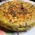 El cooksnap de jram53 👨‍🍳🥘🥖 cuando hizo Tortilla de patata, berenjena y cebolla. Versión más limpia, rápida y ligera.