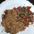 Nyambura Kiboi's cooksnap of when they made Beef pilau and kachumbari.