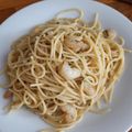 El cooksnap de Julián cuando hizo Pasta con gambas al ajillo.