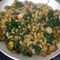 El cooksnap de Esther cuando hizo Soja texturizada con champiñones y espinacas.