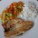 El cooksnap de Deborah cuando hizo Lubina a la plancha con guarnición de verduras.