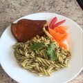 El cooksnap de Luis Maik cuando hizo Tornillos con pesto de cilantro y nuez .