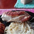 El cooksnap de IsaMartinez cuando hizo Suprema de pollo rellena de jamón y queso !!! A la plancha.