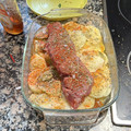 El cooksnap de Carmen Dolores Perdomo León cuando hizo Solomillo de cerdo al horno con patatas gajos especiada y asada.