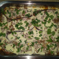 El cooksnap de Victoria Benavides cuando hizo Lasagna de berenjenas, y carne con salsa de queso.