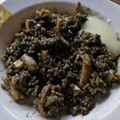 El cooksnap de Mari Trini Hernandez Peñalva cuando hizo Arroz negro con anillas de calamares y mayonesa de ajo.