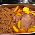 Brielle Denbow's cooksnap of when they made Peach Glazed Pork Chops with Cornbread Stuffing.