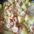 El cooksnap de Lucia Larrea cuando hizo Camarones salteados en crema de hongo y papas salteadas.