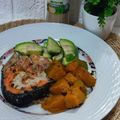 Cooksnap Aza Aaj semasa beliau membuat Butter Grilled Salmon, Asparagus & Pumpkin.