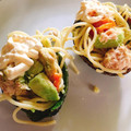El cooksnap de Equipo Cookpad cuando hizo Aguacate relleno con ensalada de pasta.