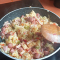 El cooksnap de Almudena Collado cuando hizo Cous cous a la hierbabuena con bacon y salchichas.