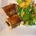 El cooksnap de Yeye cuando hizo Pata Muslo de Pollo Rellena con Ensalada de Rúcula y Duraznos.