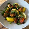 M's cooksnap of when they made Pan fried scallops with balsamic vinegar.