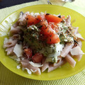 El cooksnap de Melli Za cuando hizo Pasta con pesto de aguacate y nueces.