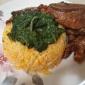 Rudene du Preez's cooksnap of when they made Nigerian carrot fried rice with minced meat soup.