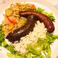 Magyarné Nyírő Kati Cooksnap-ja, amikor elkészítette a(z) Póréhagymás, almás, lila káposzta, sült kolbásszal és hurkákkal receptet.