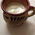 El cooksnap de Martha Maza cuando hizo Atole de plátano (banana).