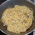 El cooksnap de Gil Iborra cuando hizo Espaguetis con gulas y gambas.