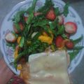 El cooksnap de Juan David cuando hizo Pechuga gratinada con ensalada de espinaca y frutas.