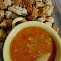 El cooksnap de Amparo&Ari cuando hizo Sopa de tomate y calamares con picatostes.