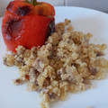 El cooksnap de John Newton cuando hizo Pimiento relleno con champiñones y cus cus (vegano).
