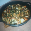 El cooksnap de Ana Dominguez cuando hizo Paella al HORNO de espinacas y gamba pelada.