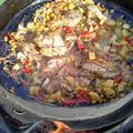 El cooksnap de Gaby cuando hizo Pollo a la cerveza en disco de arado.