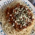 El cooksnap de Shelliany Saams cuando hizo Espagueti con Salsa Boloñesa.