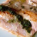 El cooksnap de MariaAurora cuando hizo Salmon con salsa pesto .
