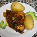 El cooksnap de Selena Grimes Rodriguez cuando hizo Emperador en salsa de aceitunas.