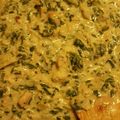 partyof6's cooksnap of when they made Spinach & Artichoke dip pasta with grilled chicken.