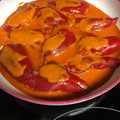 El cooksnap de machuky cuando hizo Pimientos del piquillo rellenos de bacalao con salsa de pimientos.