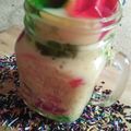 Sheenay Khan's cooksnap of when they made Vanilla custard with colourful vermicelli and jelly.