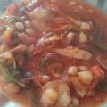 El cooksnap de Sandra cuando hizo Wok de pulpo con garbanzos tres pimientos.
