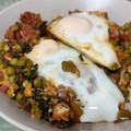 El cooksnap de Daniel González cuando hizo Huevos al plato con espinacas y guisantes congelados.