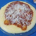 El cooksnap de Evelyn Gonzalez cuando hizo Polenta/queso- polenta/salsa.