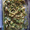 El cooksnap de Karol cuando hizo Espaguetis con champiñones y salsa de espinacas.