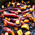 El cooksnap de Chusmi cuando hizo Estofado de salchichas con champiñones y cebolla roja caramelizada.