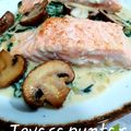 El cooksnap de Gema la gaditana cuando hizo Salmón al horno con espárragos sobre cama de espinacas a la crema.