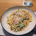 Matthew J Williams's cooksnap of when they made Courgette & Pancetta Penne Carbonara.