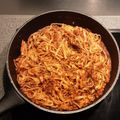 MicMC's cooksnap of when they made Bucatini with tuna, tomatoes and anchovies sambal topping.